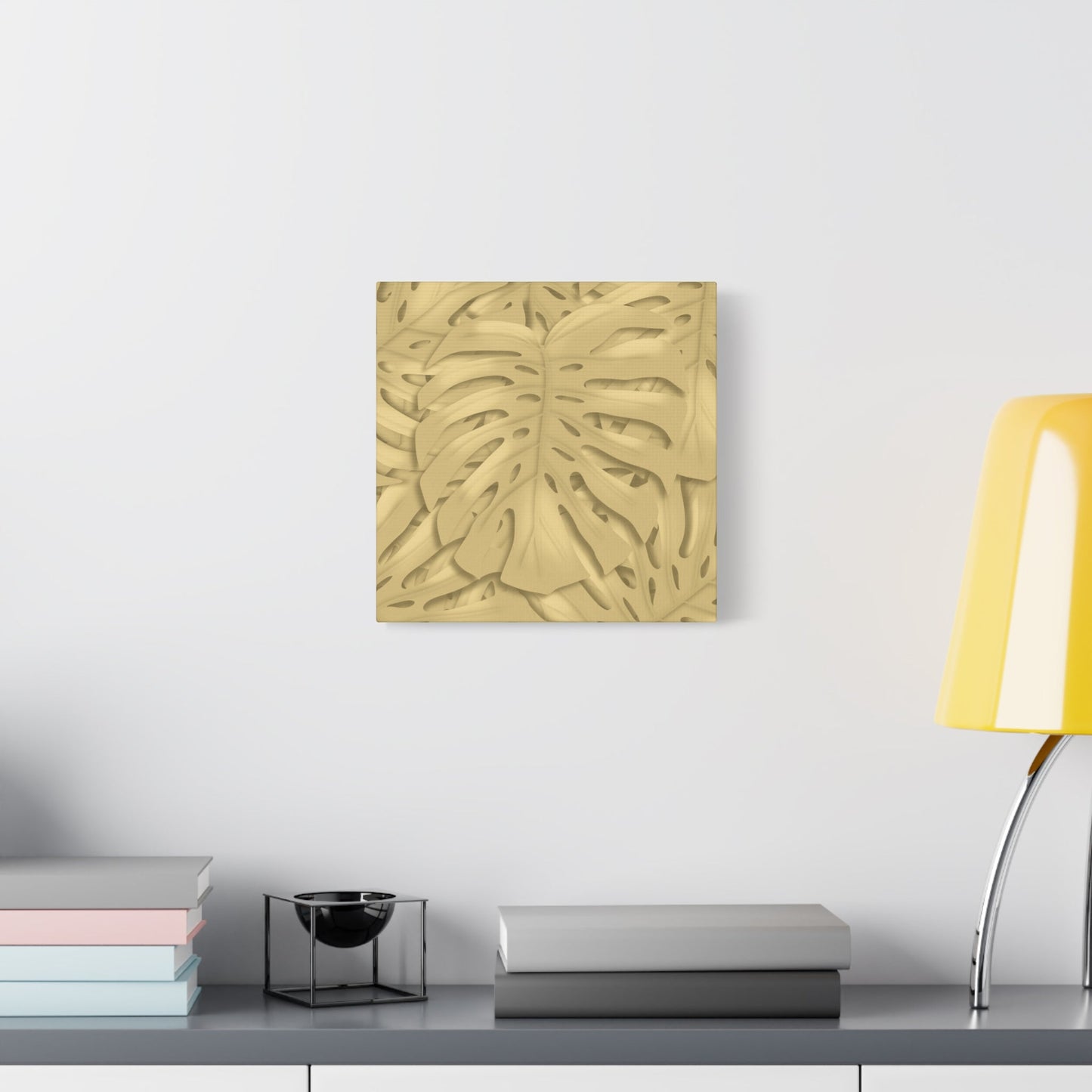 Golden Monstera Canvas Print – Botanical Wall Art