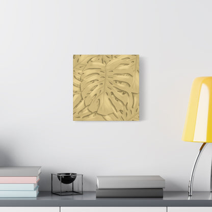 Golden Monstera Canvas Print – Botanical Wall Art