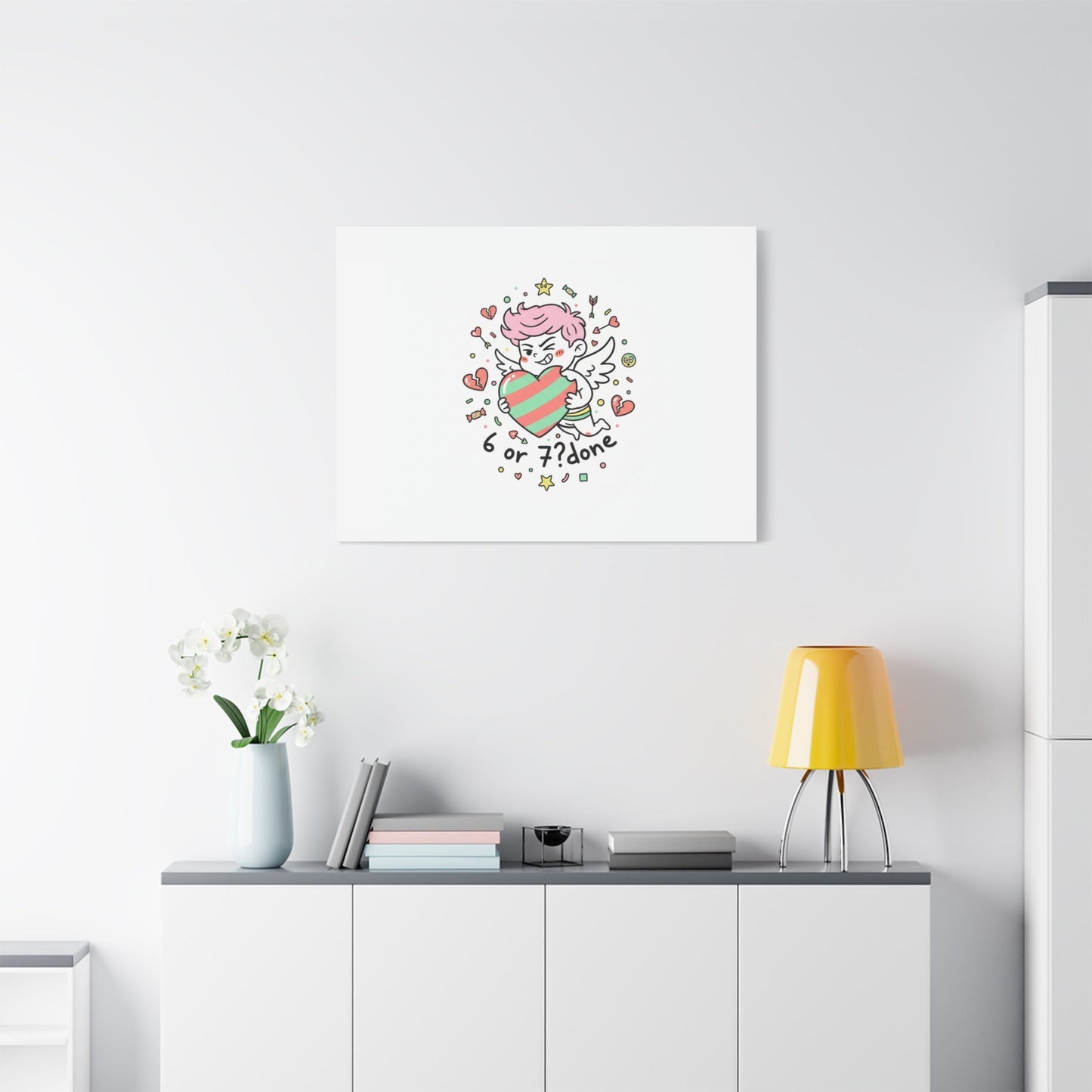 Weird Cupid heart illustration Canvas | Weird Valentine, quirky chaotic love