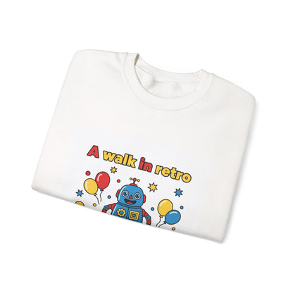 Retro Toy Robot Crewneck Sweatshirt | Throwback Kid, Primary Color Retro
