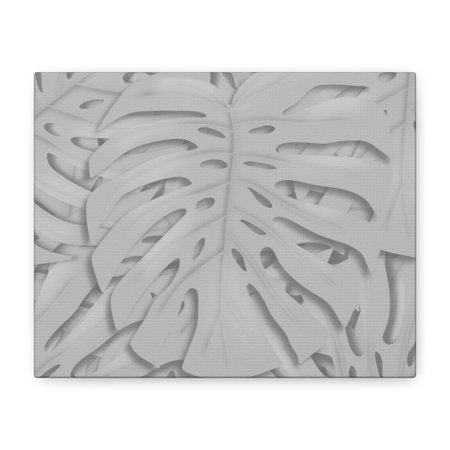 Soft Grey Monstera Canvas Print – Botanical Wall Art
