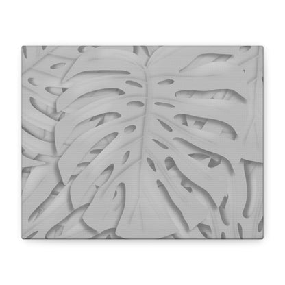 Soft Grey Monstera Canvas Print – Botanical Wall Art