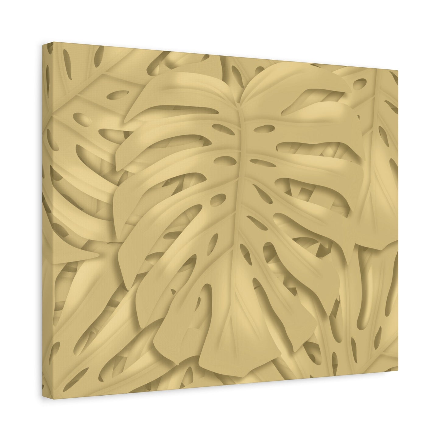 Golden Monstera Canvas Print – Botanical Wall Art