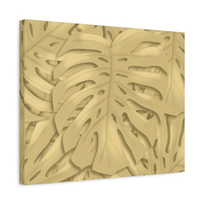 Golden Monstera Canvas Print – Botanical Wall Art