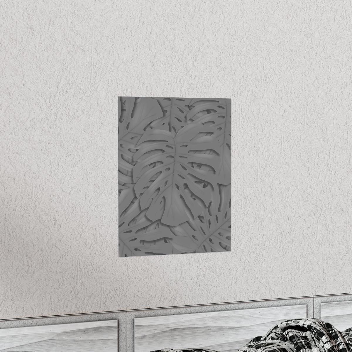 Grey Monstera Botanical Print – Unframed Wall Art