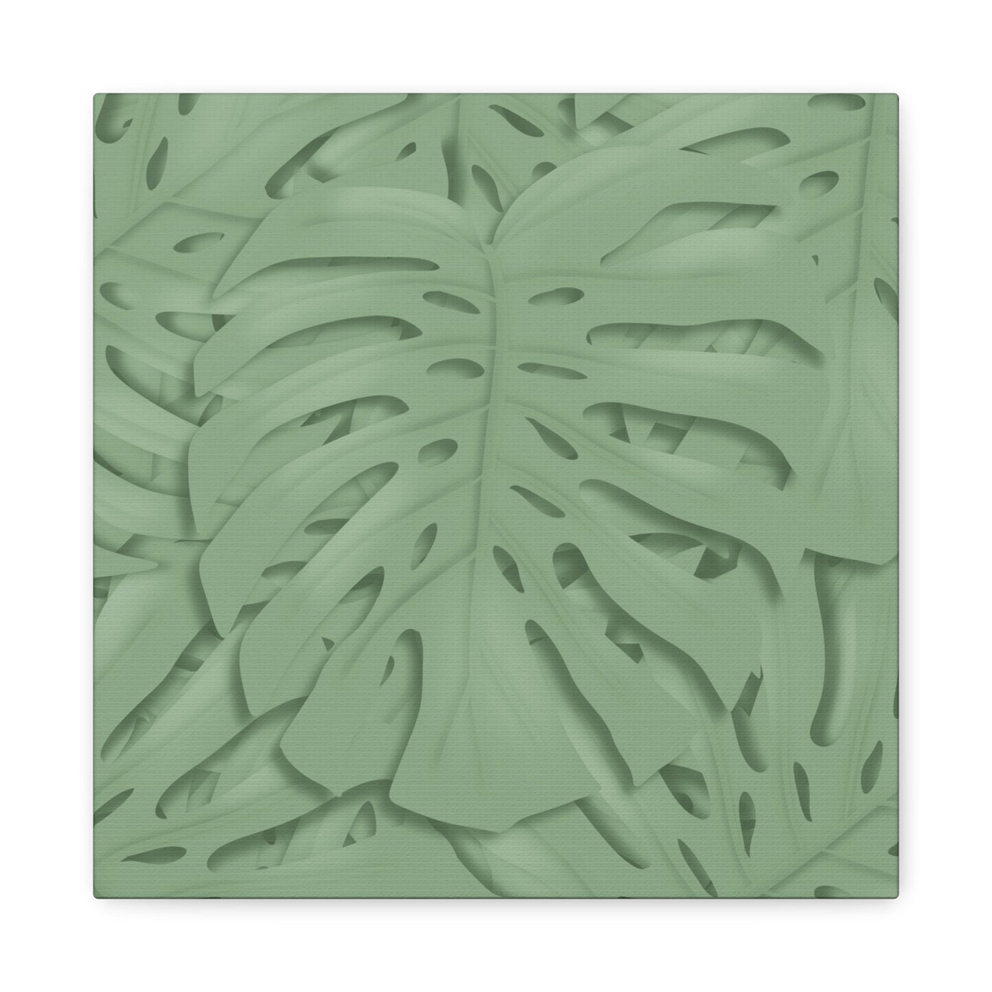 Sage Green Monstera Canvas Print – Botanical Wall Art