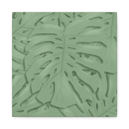 Sage Green Monstera Canvas Print – Botanical Wall Art