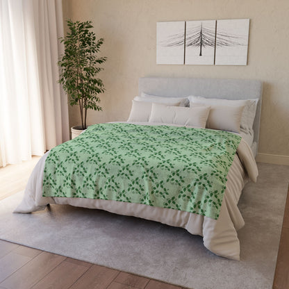 Pothos Pattern Cozy Fleece Throw Blanket