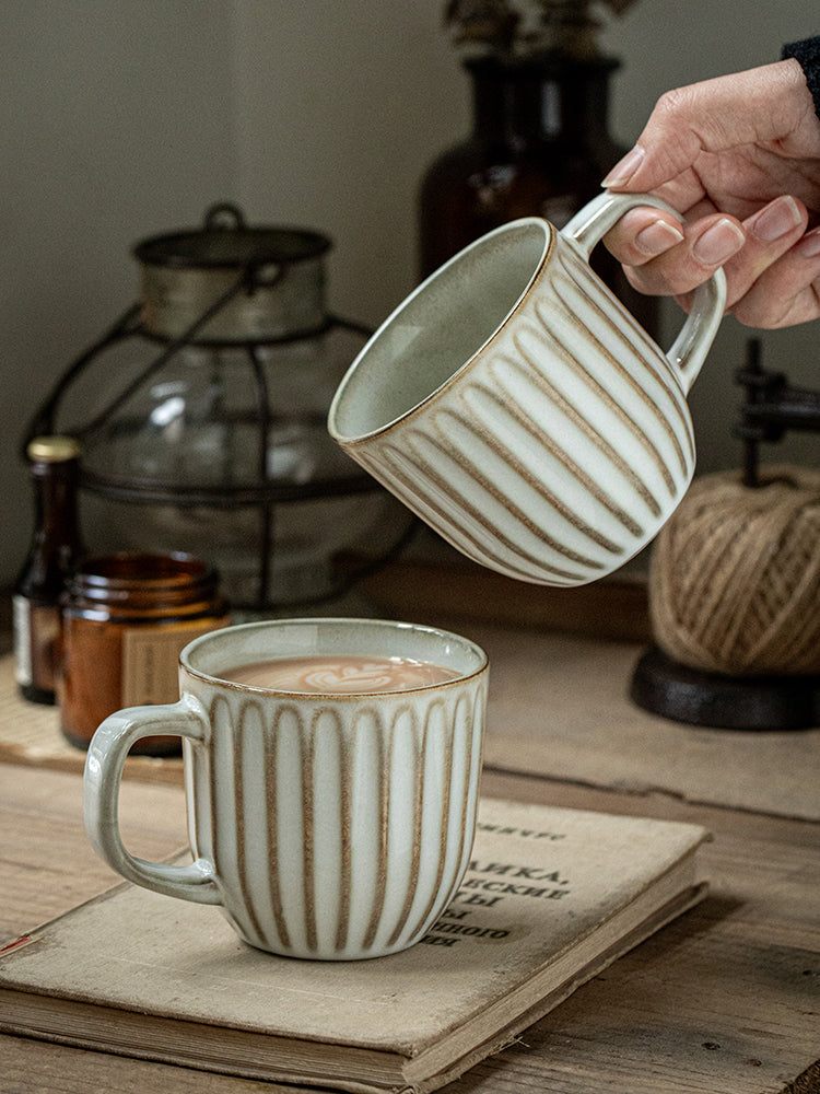 Distressed Embossed Ceramic American Retro Coffee Cup