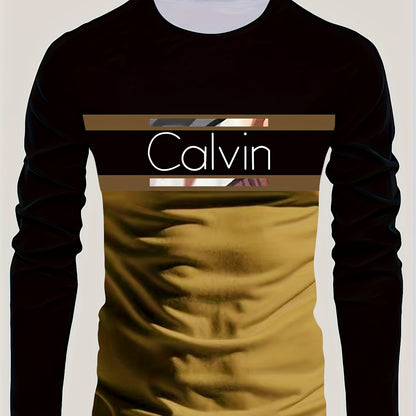 Men'S 3D Digital Printing Crew Neck Long-sleeved T-shirt | Casual Style, Slight Stretch Fabric, All Over Print, Regular Fit, Ideal for Fall/Winter, Perfect Gift for Family and Friends