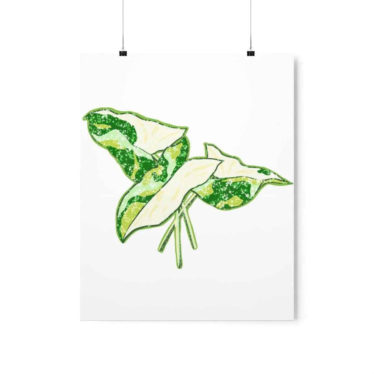 Marble Syngonium Botanical Print – Unframed Wall Art