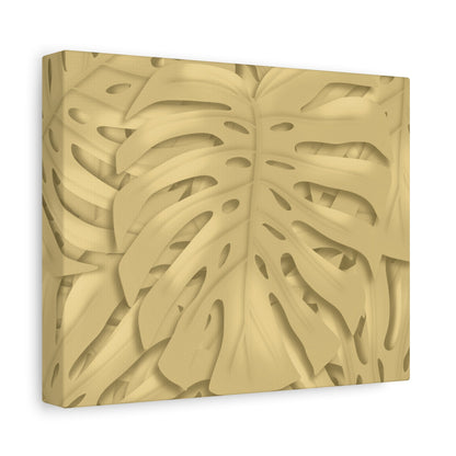 Golden Monstera Canvas Print – Botanical Wall Art