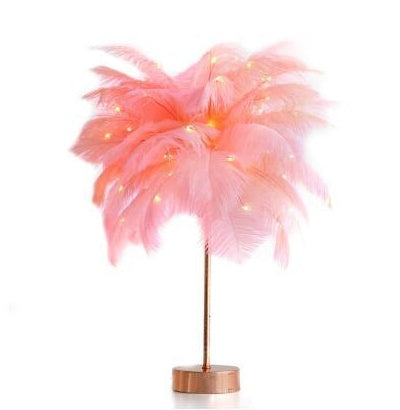 Nordic Feather Table Lamp w/ Remote Control - Dimmable LED Bedside Light