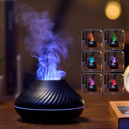 RGB Flame Aroma Diffuser & Volcanic Humidifier - 130ml Essential Oil Mist Maker