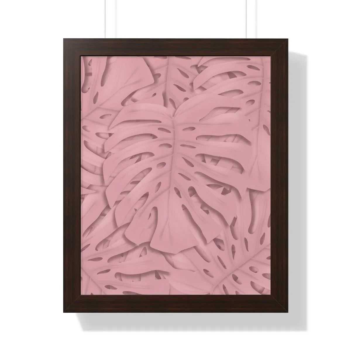 Soft Pink Monstera Framed Print – Botanical Wall Art