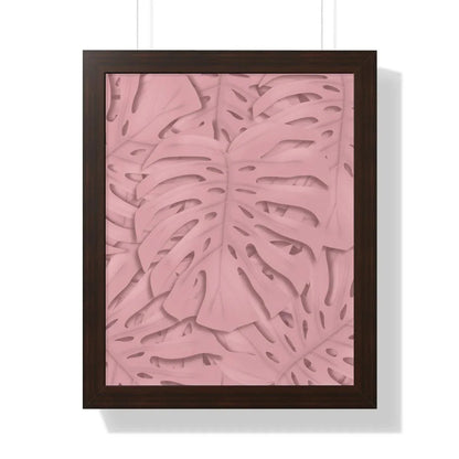 Soft Pink Monstera Framed Print – Botanical Wall Art