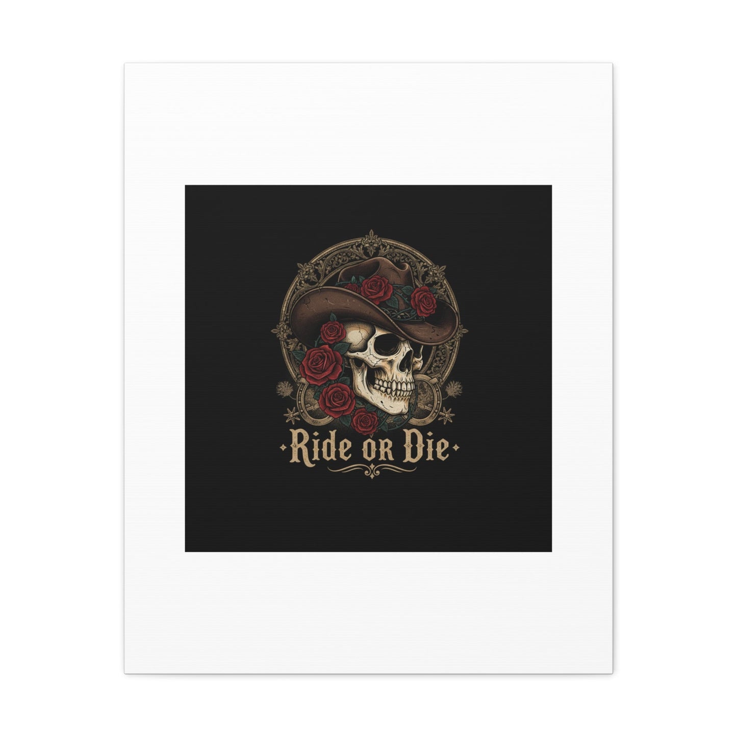 Ride or Die Skull Canvas | Western Skull Art, Gothic Americana