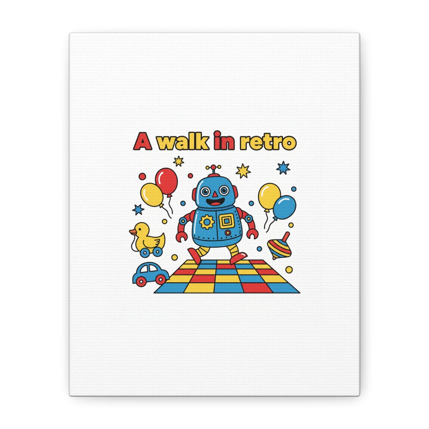 Retro Toy Robot Canvas | Throwback Kid, Primary Color Nostalgia