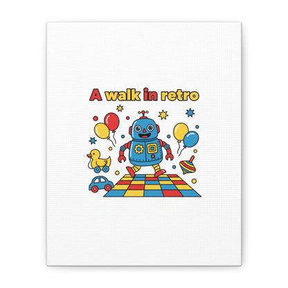 Retro Toy Robot Canvas | Throwback Kid, Primary Color Nostalgia