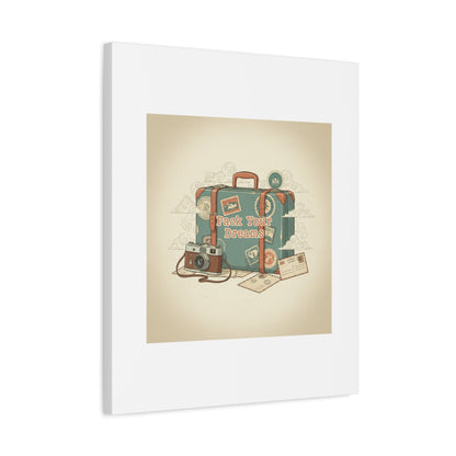 Pack Your Dreams Canvas | Retro Travel Postcard, Wanderlust Passport Stamp Art