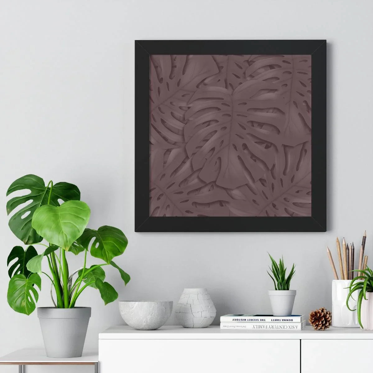 Merlot Monstera Framed Print – Botanical Wall Art
