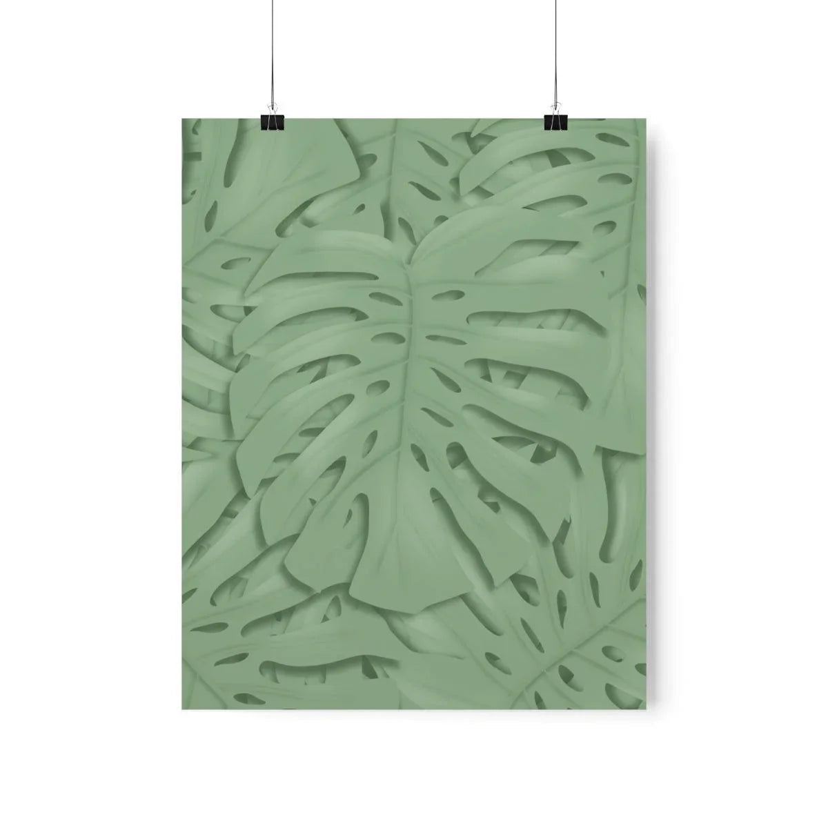Sage Green Monstera Botanical Print – Unframed Wall Art