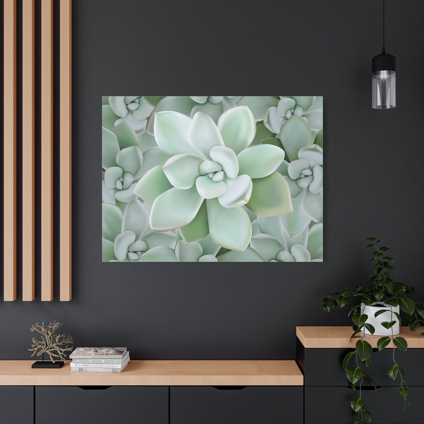 Pachyveria Haagei Succulent Pattern Canvas Print – Botanical Wall Art