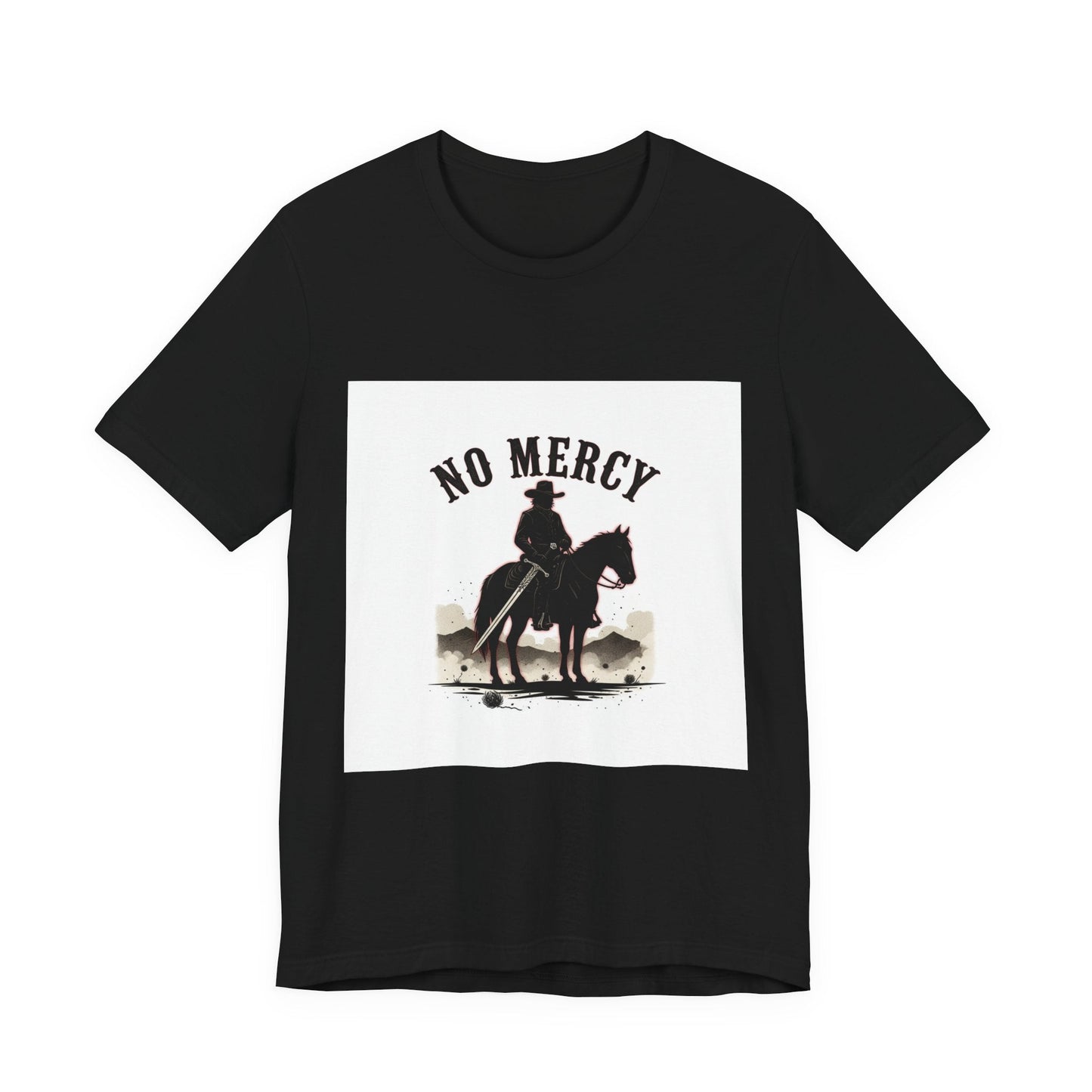 No Mercy Cowboy Skull Tee | Western-Gothic, desert noir design