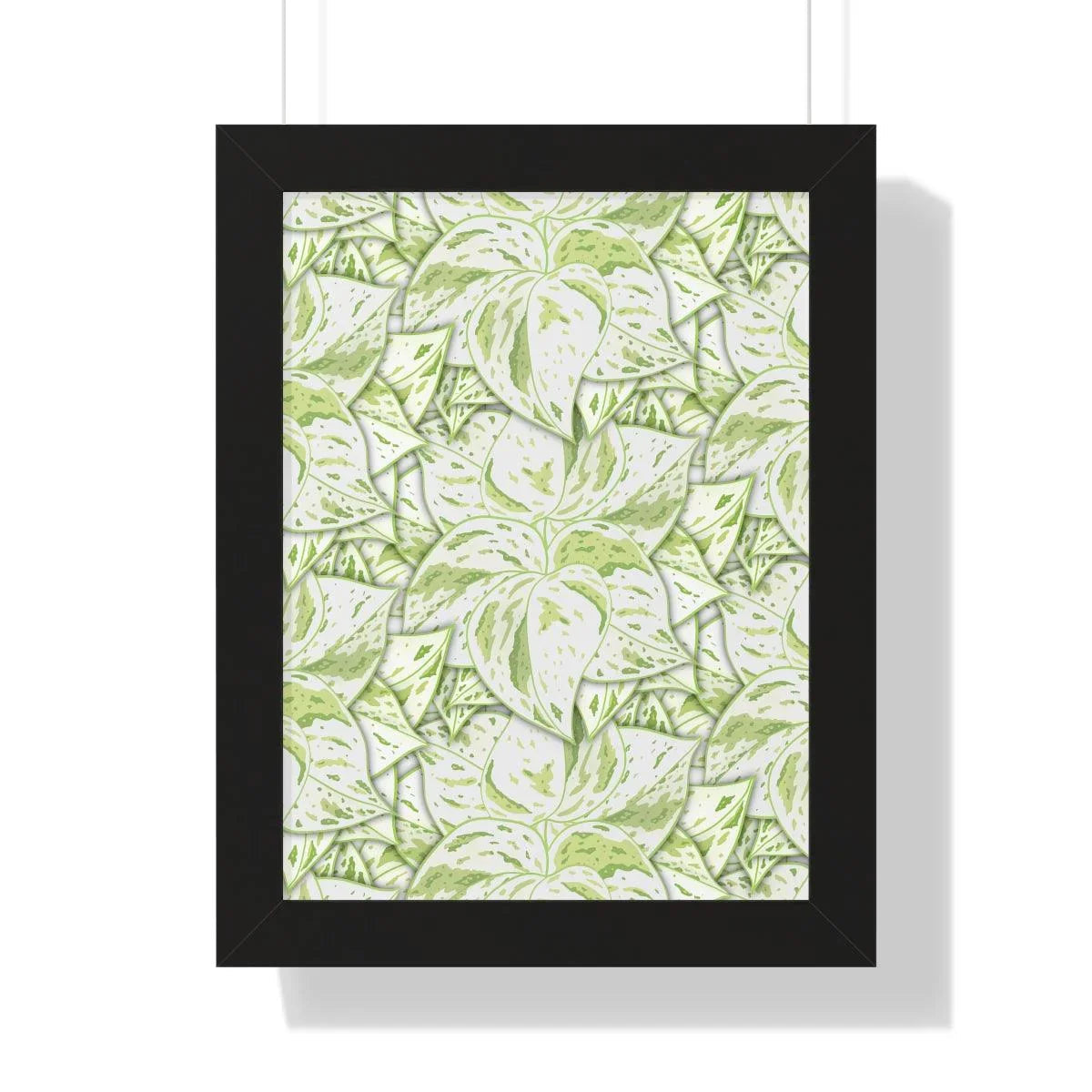 Snow Queen Pothos Pattern Framed Print – Botanical Wall Art