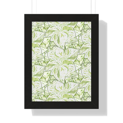 Snow Queen Pothos Pattern Framed Print – Botanical Wall Art