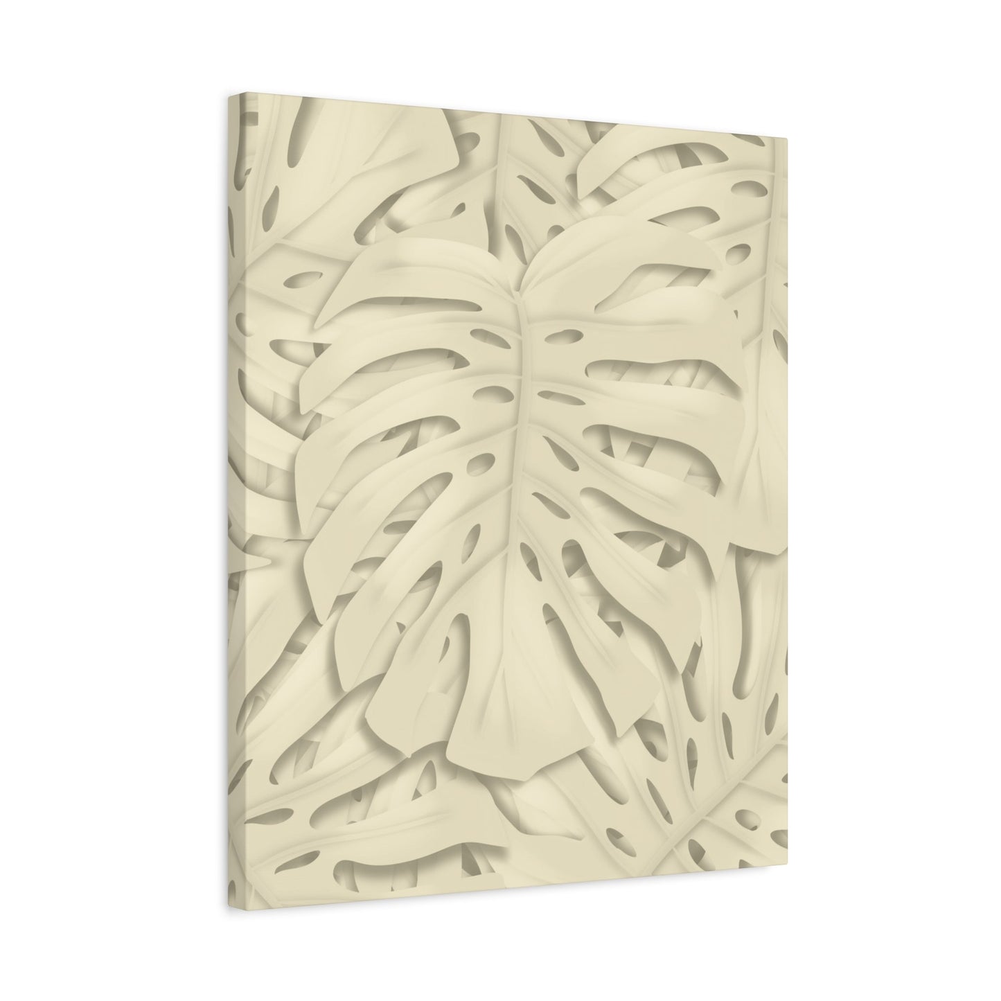 Beige Monstera Canvas Print – Botanical Wall Art