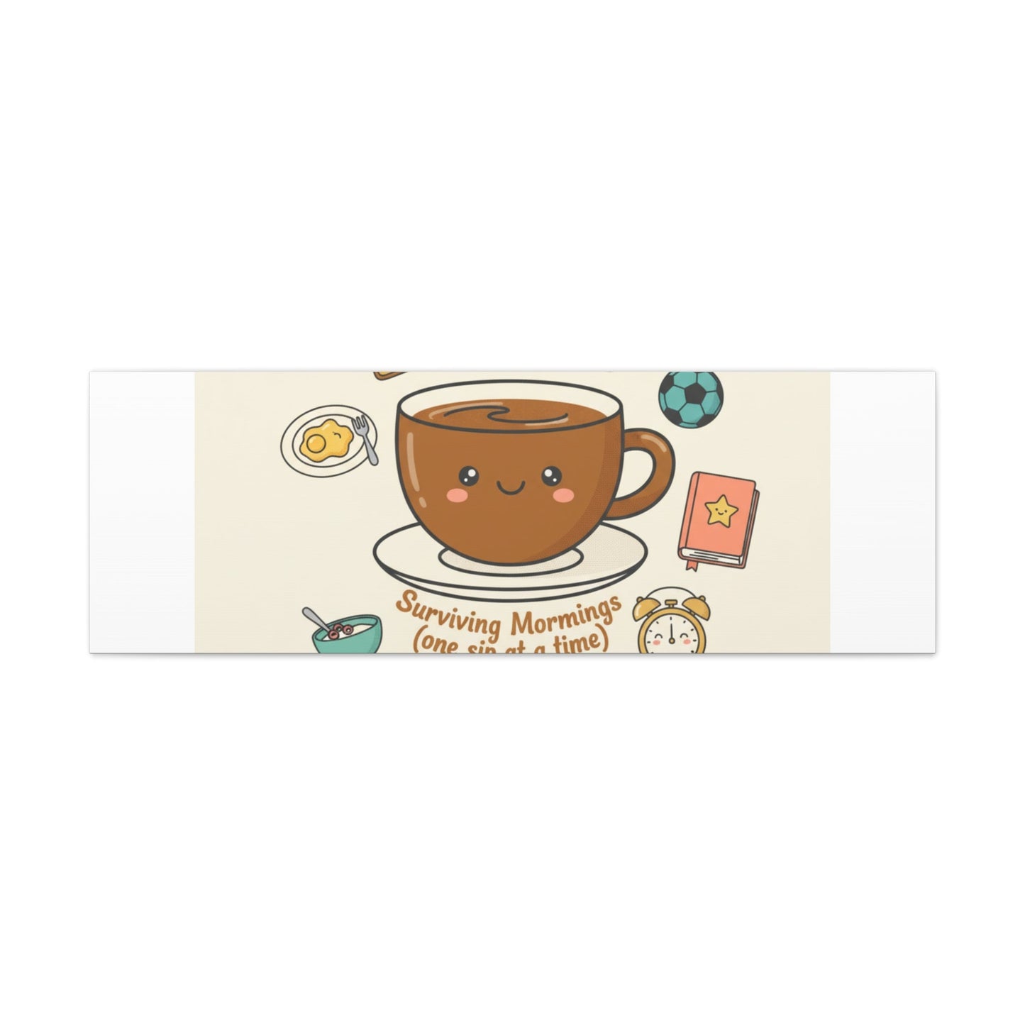 Surviving Mornings (One Sip at a Time) Canvas | Parenting Morning Humor, Coffee & Kids