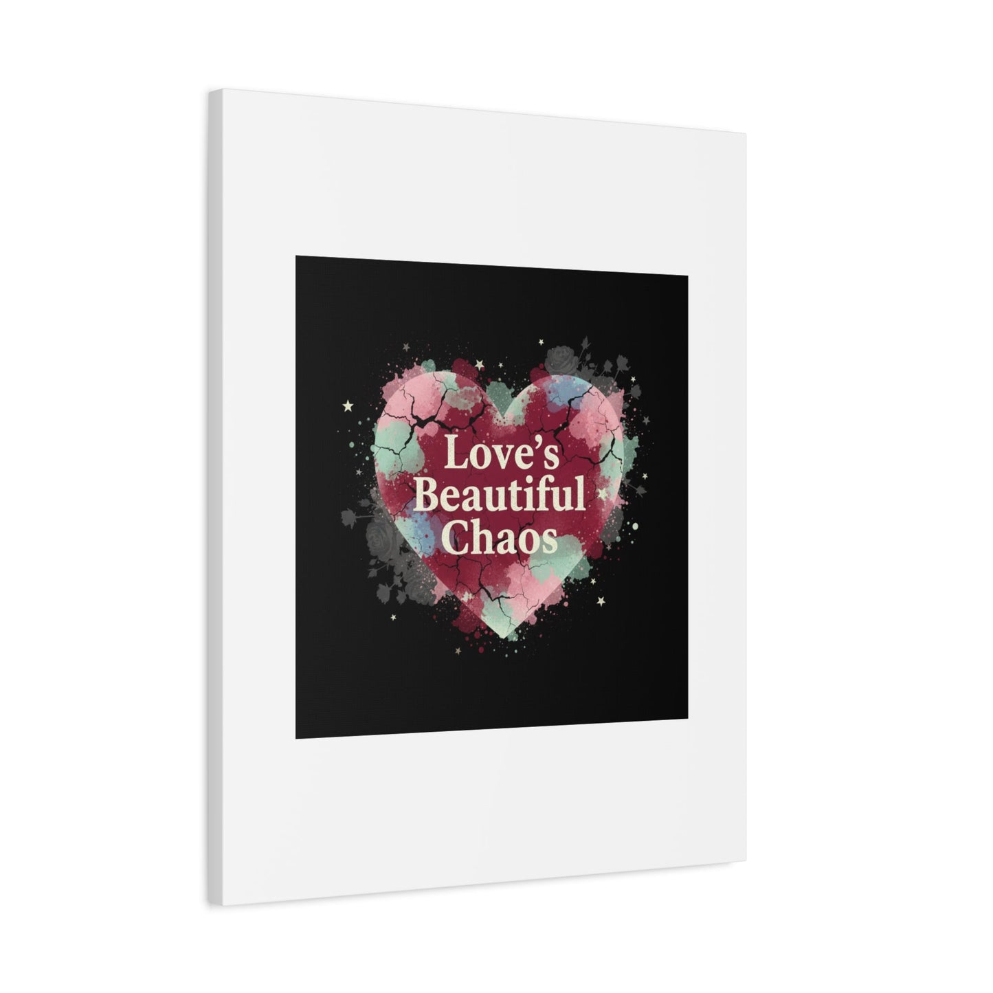 Love's Beautiful Chaos Canvas Print | Soft Grunge Hearts, Distressed Heart Art