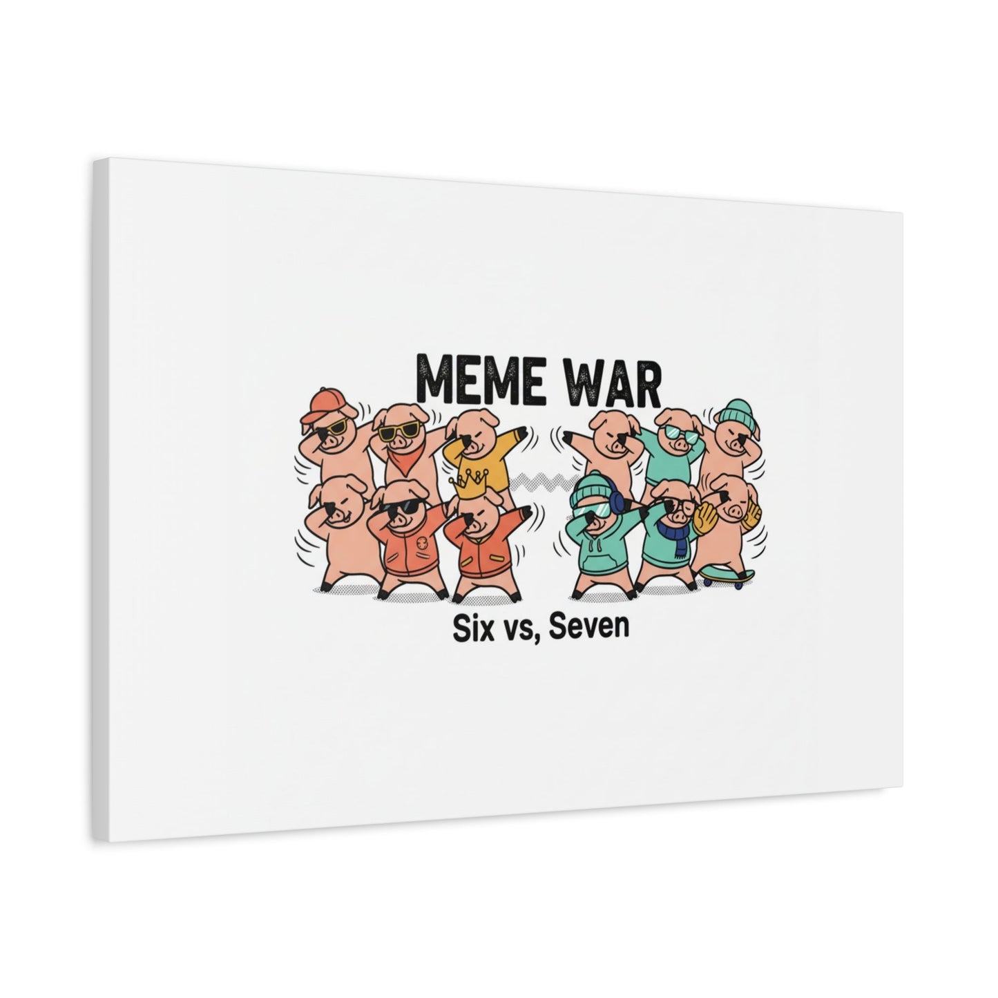 Meme War: Six vs. Seven Canvas Wall Art