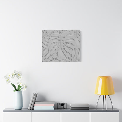 Soft Grey Monstera Canvas Print – Botanical Wall Art