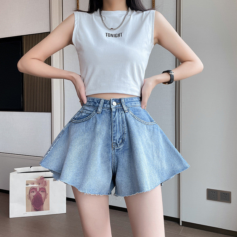 Denim Wide Leg Trousers Skirt Is Thin And Super Hot Ins Hot Pants