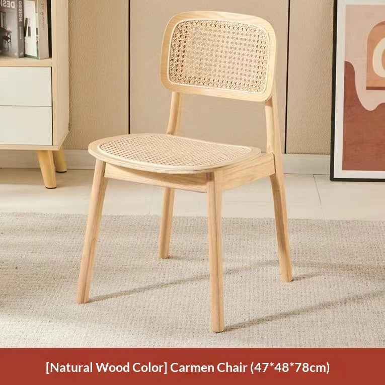 Solid Wood And Rattan Dining Chair Home Use Campana Chair