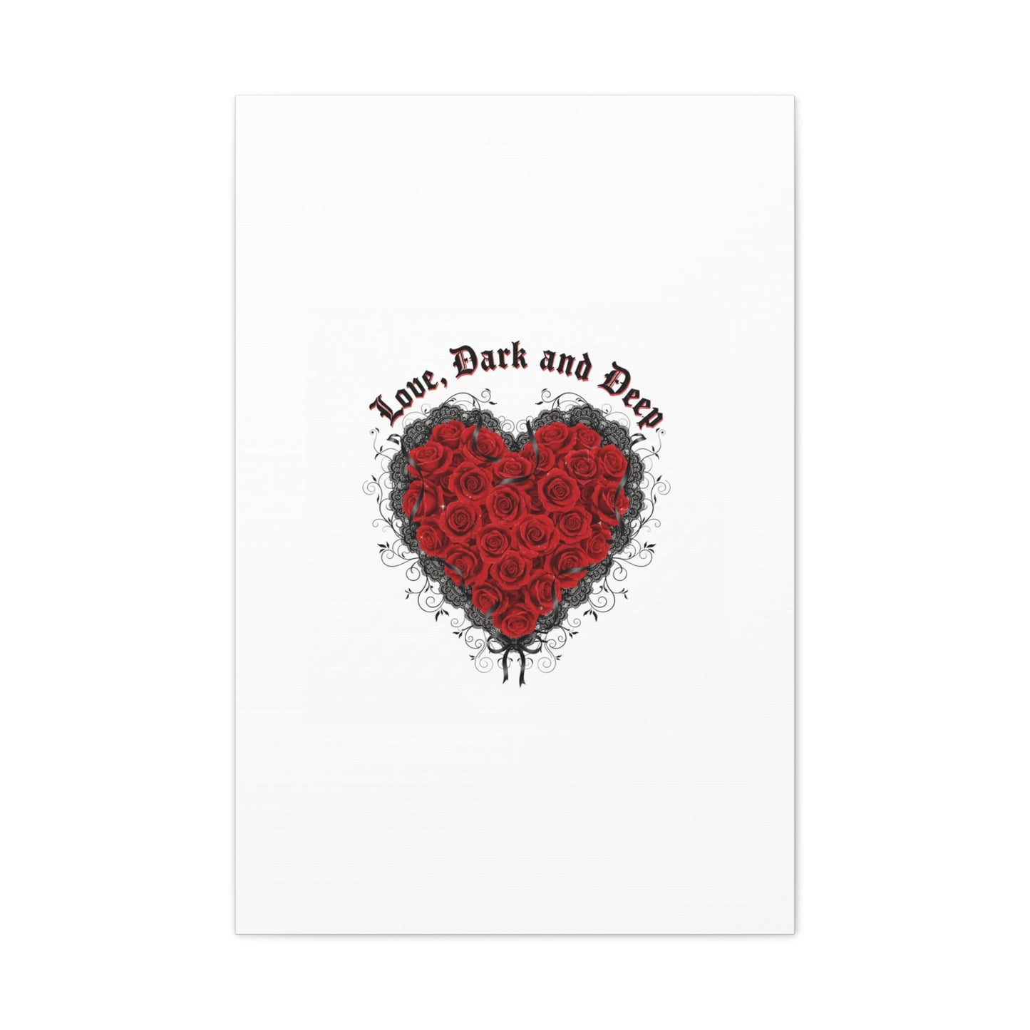 Love Dark and Deep Heart Canvas, Nu Romantic Gothic Romance, 80s Nostalgia