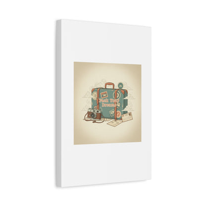 Pack Your Dreams Canvas | Retro Travel Postcard, Wanderlust Passport Stamp Art
