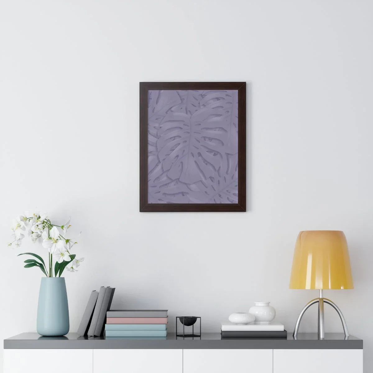 Violet Monstera Framed Print – Botanical Wall Art