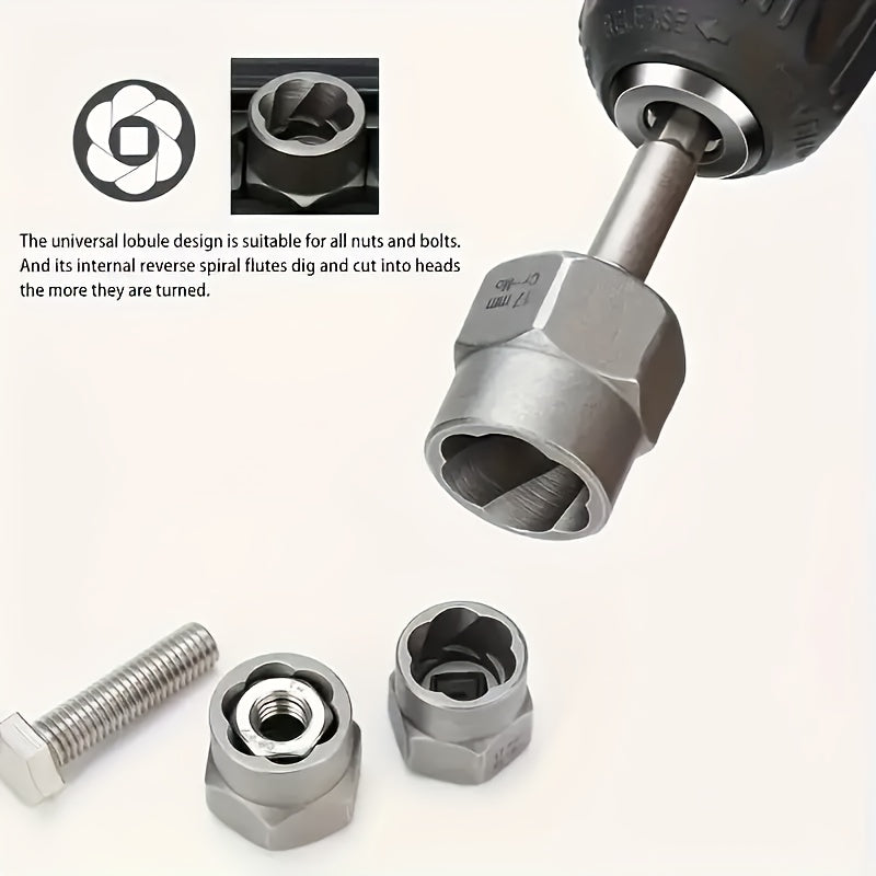 YCUPUP Nut Extractor Kit 14pcs Nut Removal Tool With 13 Bolts And Nut Removers, 1 Hex Socket Adapter For 1/4" To 3/8" Drives