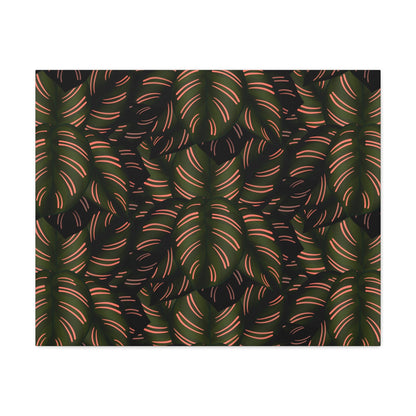 Calathea Pinstripe Pattern Canvas Print – Botanical Wall Art