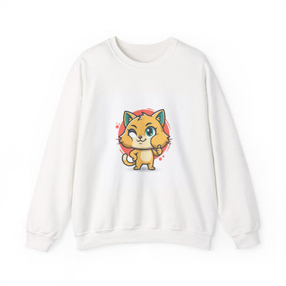 Cute Cheeky Kitty Illustration Sweatshirt | Rodent-Core Cute-Meets-Subversive