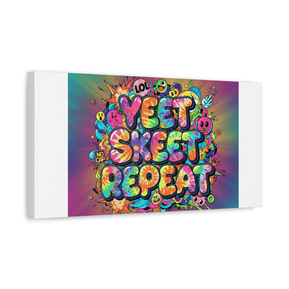 Yeet Skeet Repeat Canvas | Slogan & Glitch Graphic, Meme Phrase Wall Art
