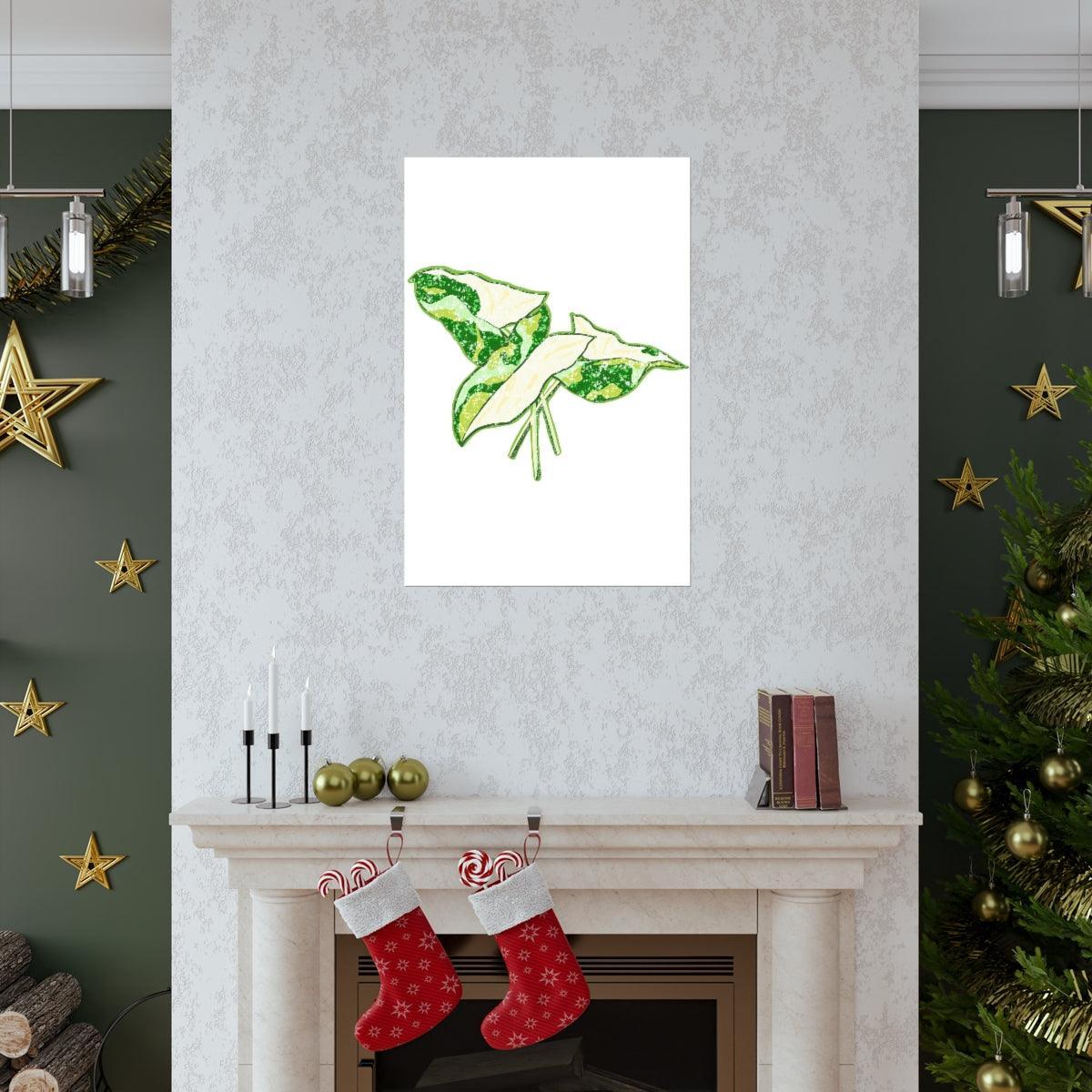Marble Syngonium Botanical Print – Unframed Wall Art