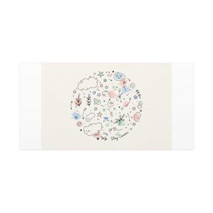 Doodle Circle Line Drawing Matte Canvas, Hand-Drawn Sketch Art
