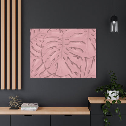 Soft Pink Monstera Canvas Print – Botanical Wall Art