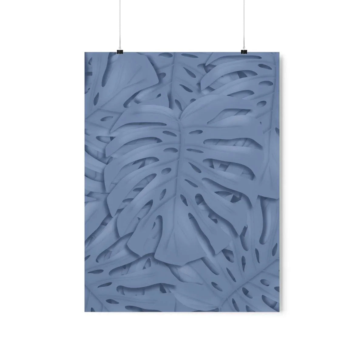 Blue Monstera Botanical Print – Unframed Wall Art