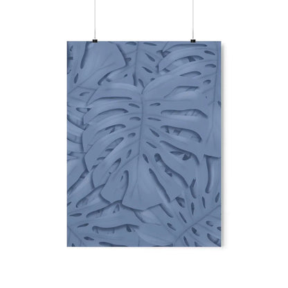 Blue Monstera Botanical Print – Unframed Wall Art