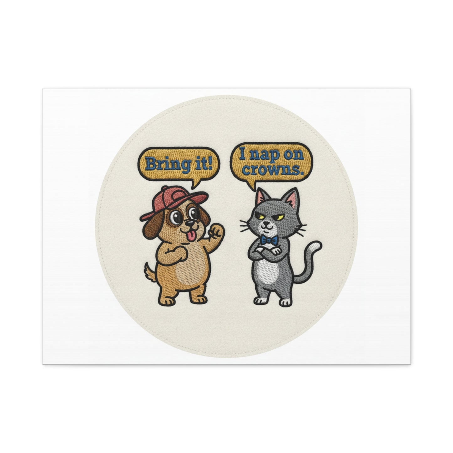 Funny Cat vs Dog Canvas | Pet Rivalry Wall Art